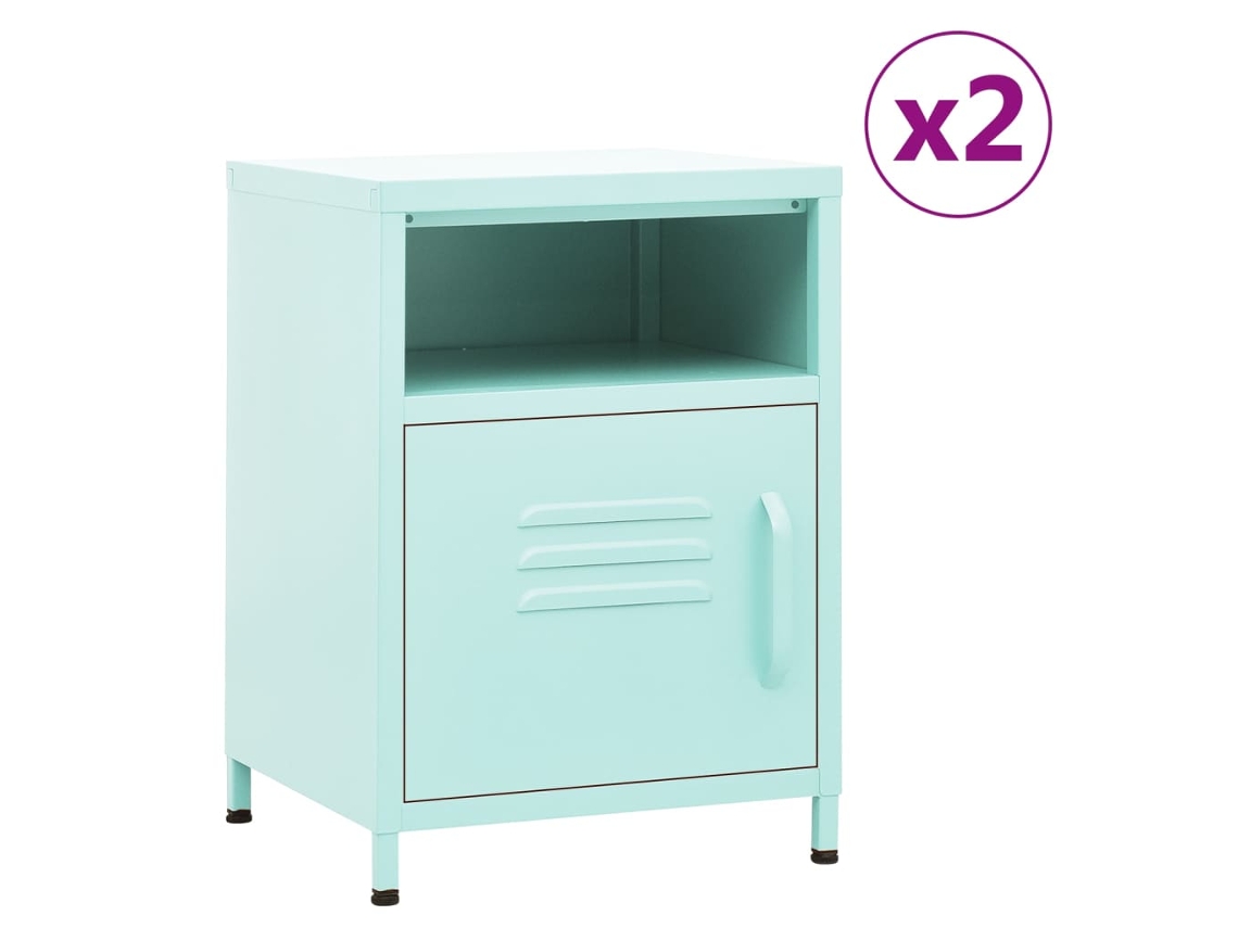 Vidaxl Mesas De Cabeceira 2 Pcs 35x35x51 Cm Aço Cor Menta