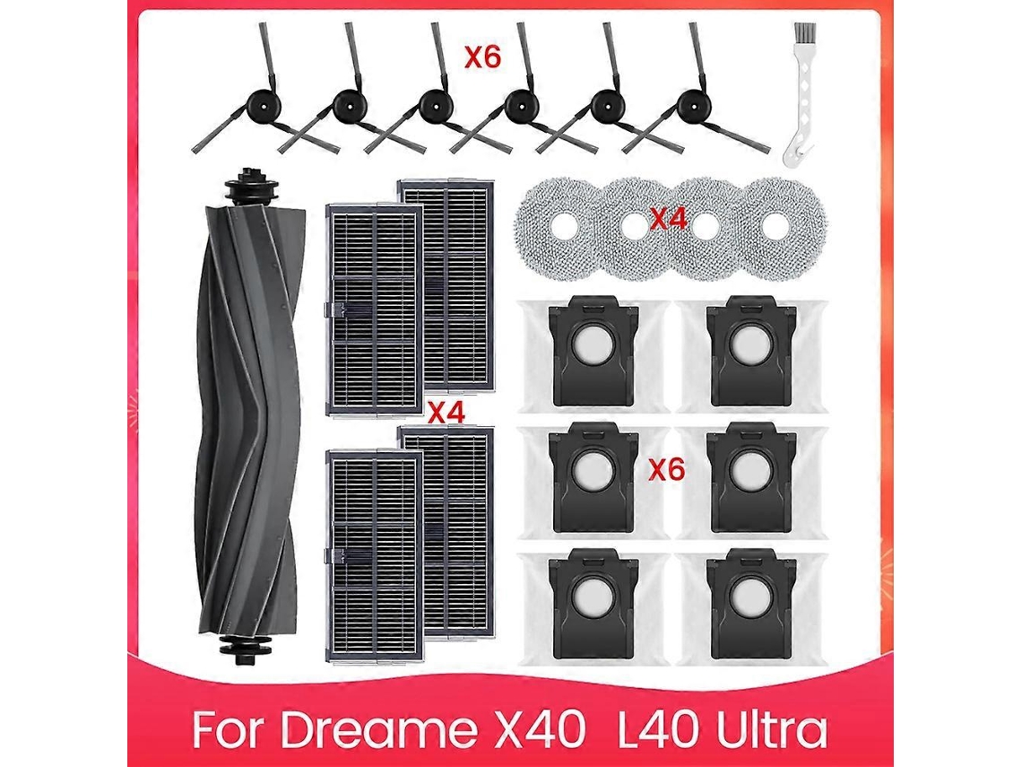 Conjunto De Acessórios Para Aspiradores X40 E L40 Ultra: Escova Lateral Principal, Filtro Hepa, Pano De Limpeza, Sacos De Pó._ozo