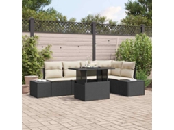 Vidaxl Conjunto De Sofá De Jardim 6 Unid. Preto Vime Pe