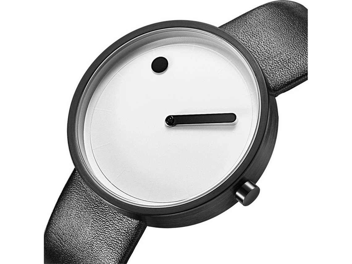 Relógio Analógico Feminino de Quartzo com Pulseira Pu e Dial Redondo (branco)