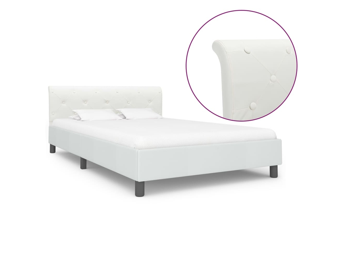 Vidaxl Estrutura De Cama 140x200 Cm Couro Artificial Branco
