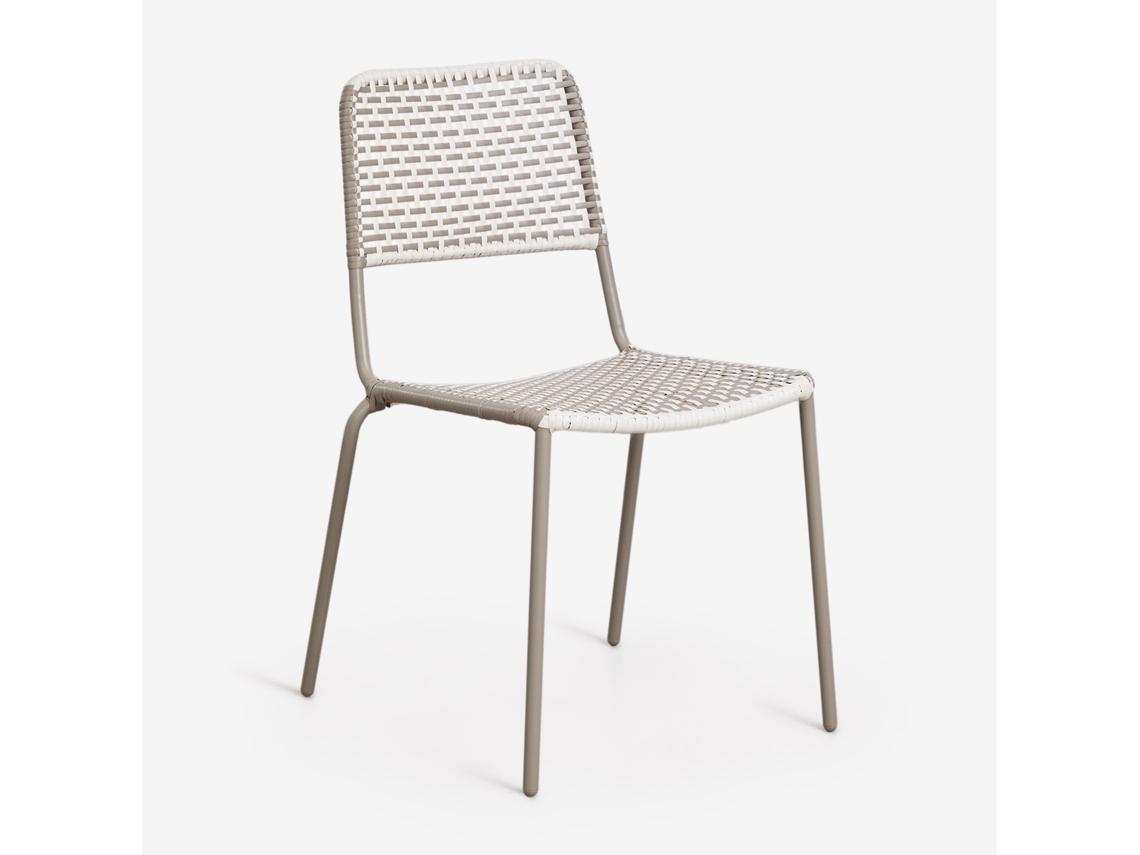 Pack de 4 Cadeiras de Jardim Empilháveis com Apoios de Braços em Rattan Sintético e Aço Revia Ratán Pe Terracota SKLUM
