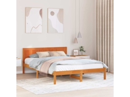 Vidaxl Estrutura da Cama Castanho 140 X 200 Cm Madeira de Pinho Maciça