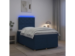 Vidaxl Cama Box Spring Com Colchão Azul 120 X 190 Cm Tecido