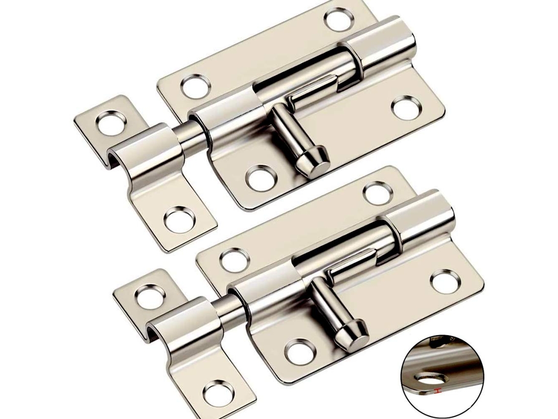 Fechadura De Segurança Para Porta, Aço Sólido Reforçado E Espesso, Trinco De 7,6 Cm, 3 Polegadas, Trava E Privacidade, Prateado