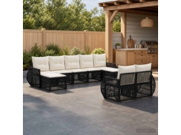 Vidaxl Conjunto De Sofá De Jardim 9 Unid. Preto E Branco Creme Vime Pe