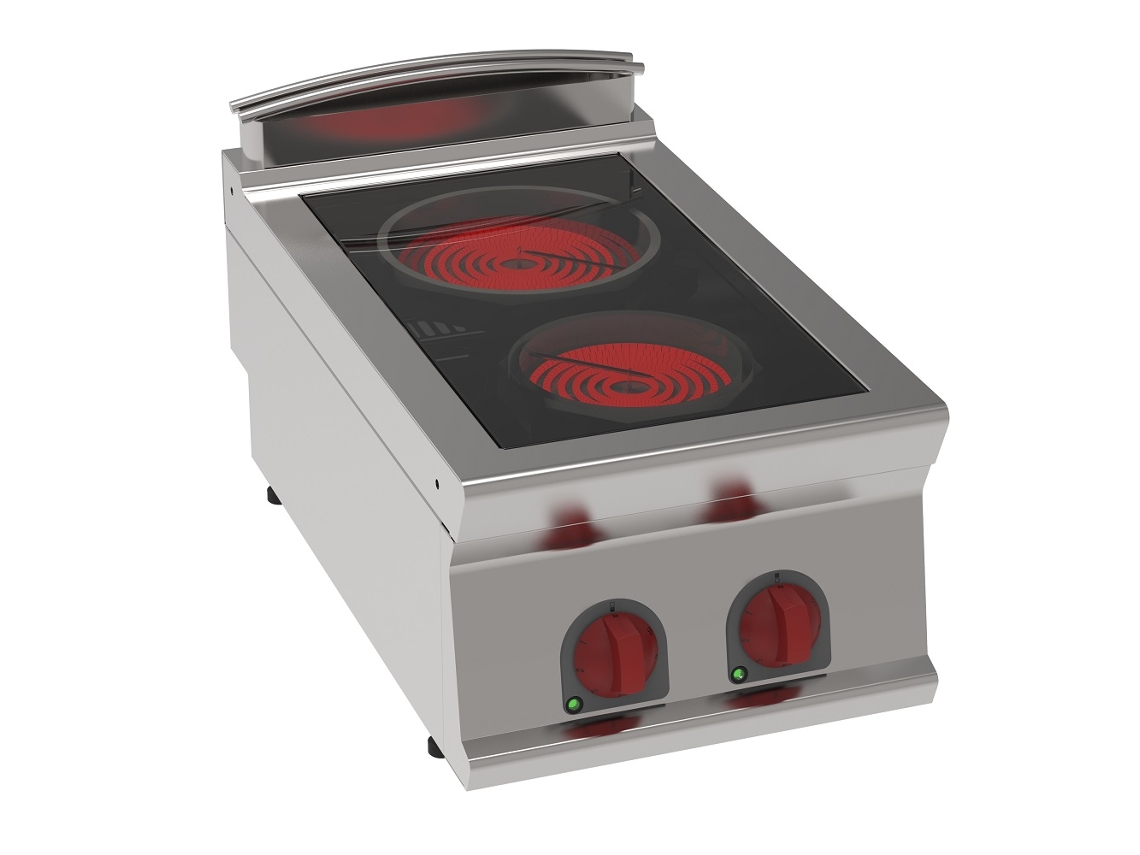 Fogão De Vidro Cerâmico 2 Zonas Quentes 400x700x280 Mm 4300 W 400/3v 35510617 Eurast