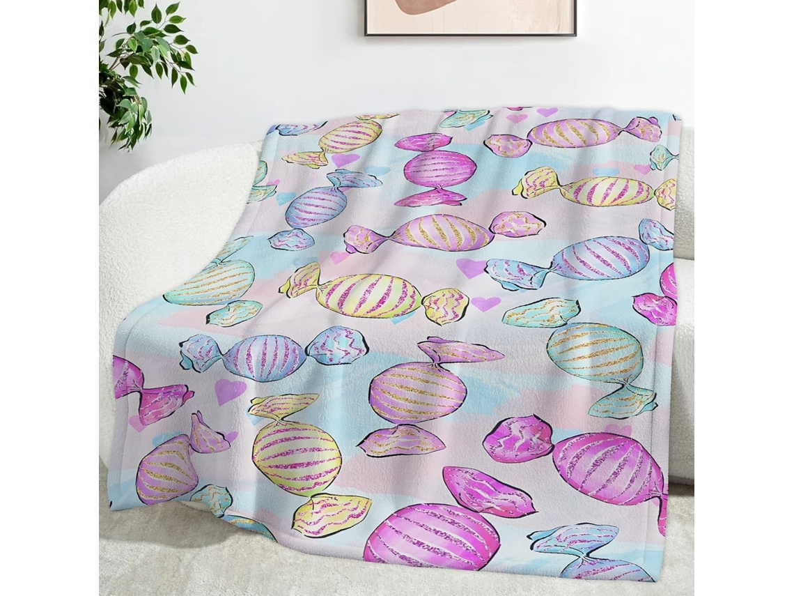 Manta de Lantejoulas Doces 130x150 Cm Multifuncional Macia e Aconchegante Flanela para Cama Cochilo no Escritó
