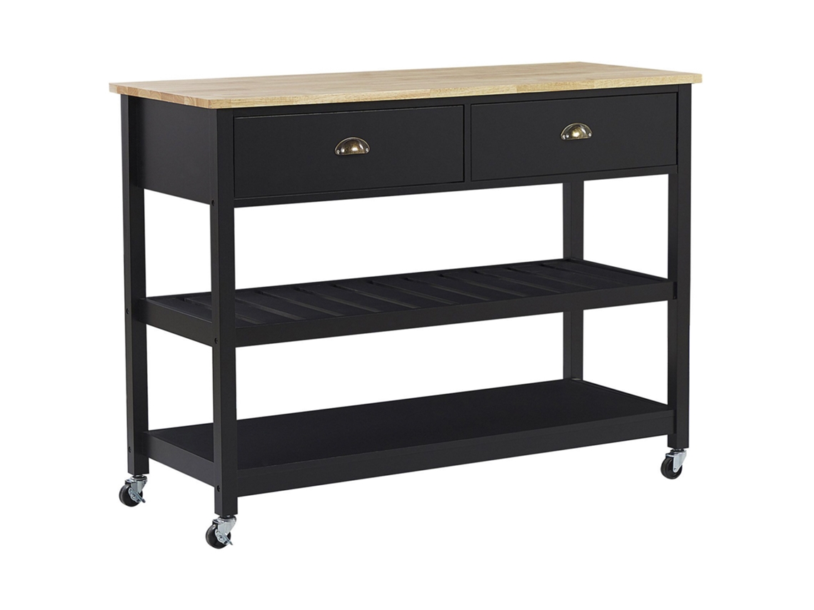 Carrinho de cozinha BELIANI Navarino de Madeira de seringueira, MDF Preto 120x48x91