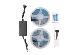 2pcs Fita Led Rgb 5050 5m/16.4ft 12v Impermeável com Controle Remoto 24 Chaves para Decoração