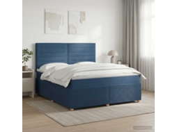 Vidaxl Cama Box Spring Com Colchão Azul 180 X 200 Cm Tecido