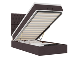 Estrutura Cama Otomana com Colchão Tecido Castanho Escuro MAISON EXCLUSIVE (90x190 cm)
