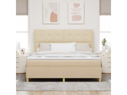 Vidaxl Cama Box Com Cabeceira Creme 180 X 200 Cm Tecido
