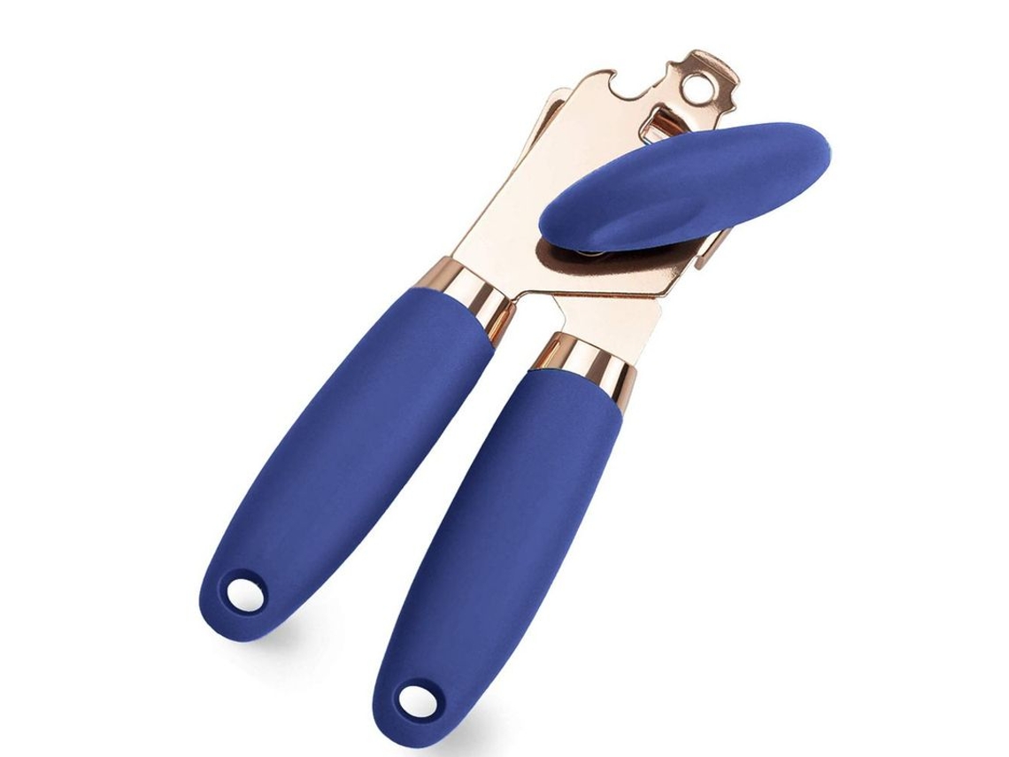 Abridor De Latas Manual Com Cabo Antiderrapante, Prático, Borda Lisa, Azul