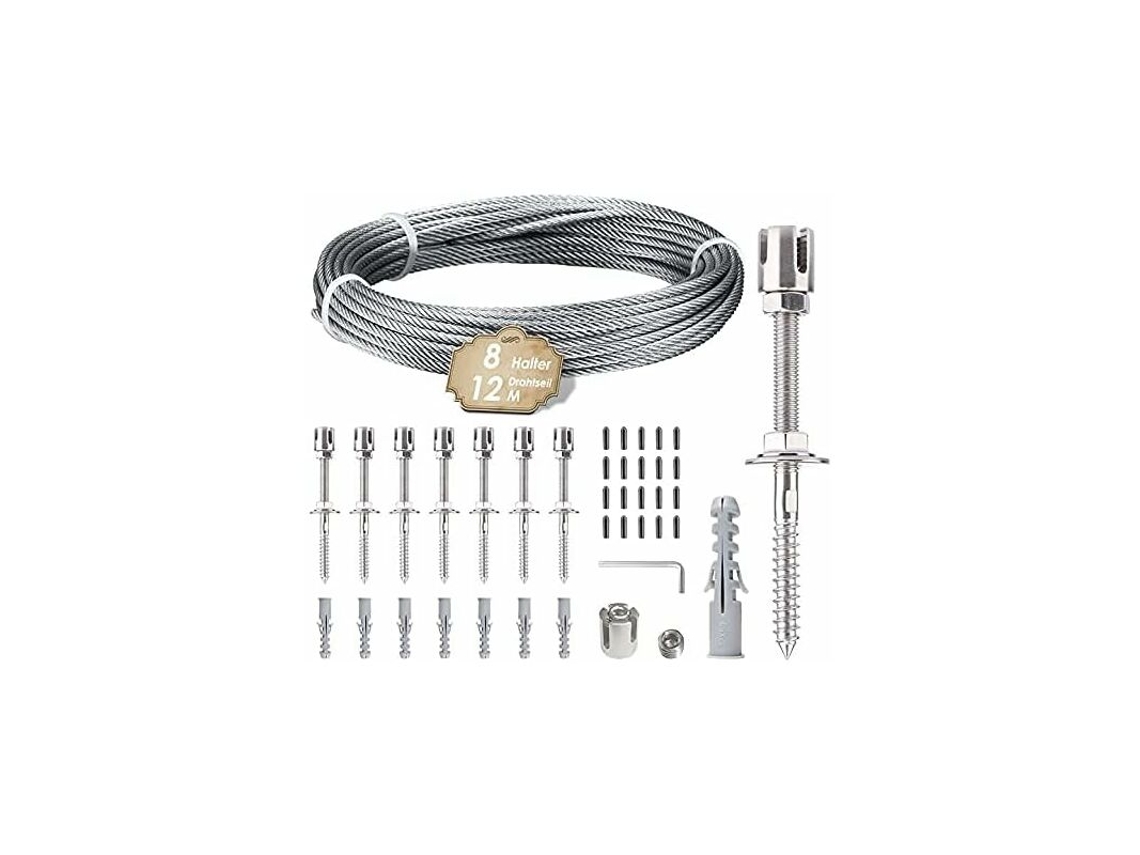 Suporte Plantas Grimpantes, Kit Suspensão Aço Inoxidável, 12m Cabo.