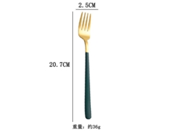 Garfos Rebe em aço inoxidável, conjunto de 6 peças, cabo longo, ideais para saladas, carnes e frutas. Utensílios de mesa criativos com estilo ocidental, nas cores verde-dourado.
