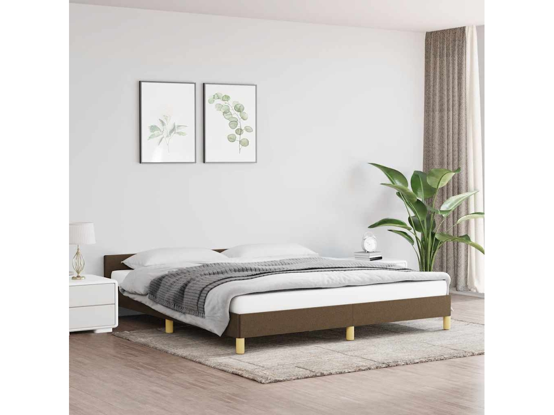 Estrutura De Cama Sem Colchão 160x200 Cm Tecido Castanho-escuro