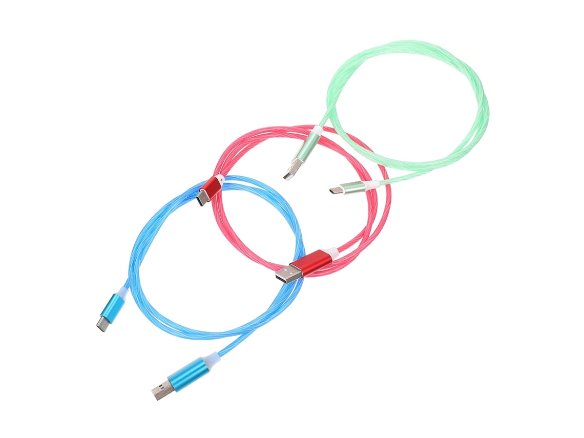 Cabo De Carregamento Usb Tipo C Com Luz Led Visível Para Rápido,