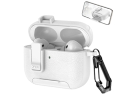 Capa Para Fones De Ouvido Sem Fio Airpods Pro 3 Com Textura De Couro, Com Gancho E Suporte.