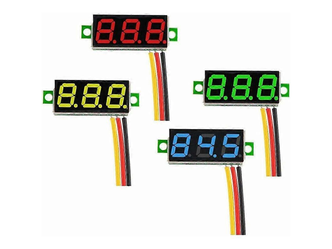 4pcs Mini Voltímetro Digital Dc 0.28 Pulgadas Panel 0 100v Tester de Voltaje Led 3 Cables