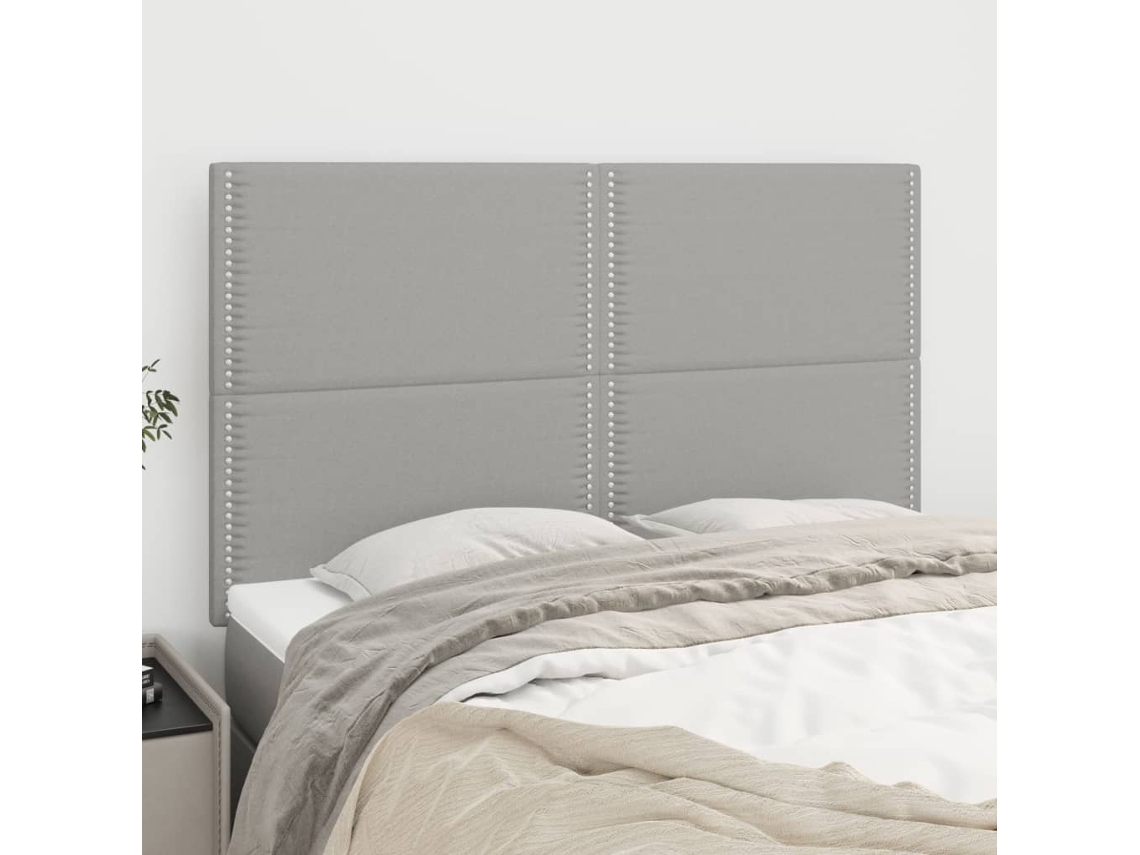 Vidaxl Cabeceira Cinza Claro 144x5x118/128 Cm Tecido