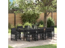 Vidaxl Conjunto De Jantar Para Jardim 9 Pcs Preto Vime Pe