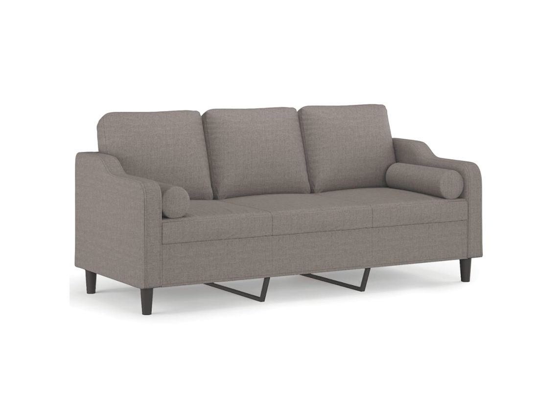 Maison Exclusive - Sofá 3 Lug. +almofadas Decoração 180cm Tecido Cinza-acastanhado