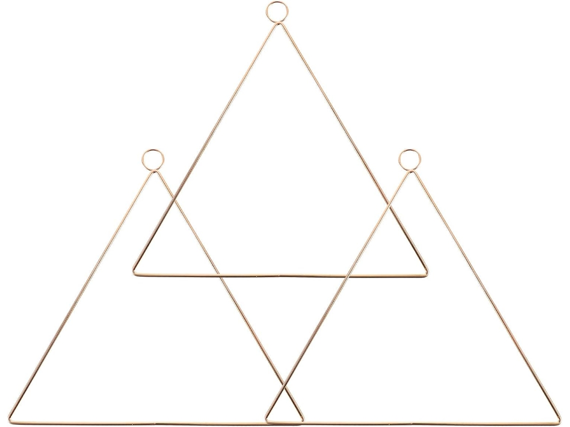 Conjunto De 3 Peças De Apanhadores De Sonhos Geométricos Em Ferro Dourado Triangular.