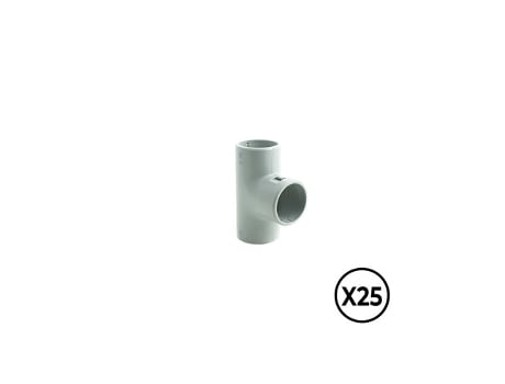 Manga Em T De Pvc Inspecionável, Ø 25 Mm, Cinza, 25 Unidades Tupersa