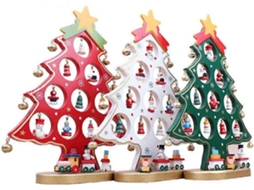 Omni árbol de Navidad Mini de Madera Con Decoraciones Colgantes Rojas Y 24 Adornos Pequeños