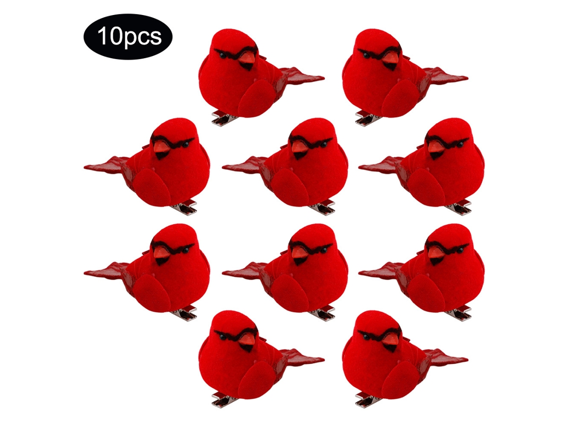 10pcs Adornos de Natal Pássaros Cardinal Clips de Metal para Árvore de Natal Exquisitos | S/MARCA