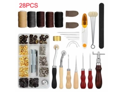 Laxiscreed Kit De Ferramentas Em Couro Com 28 Peças Para Costura, Escultura E Estampagem Artesanal