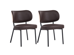 Sillas De Estilo Escandinavo Beliani Wonder De Piel Sintética Marrón 55x65x82