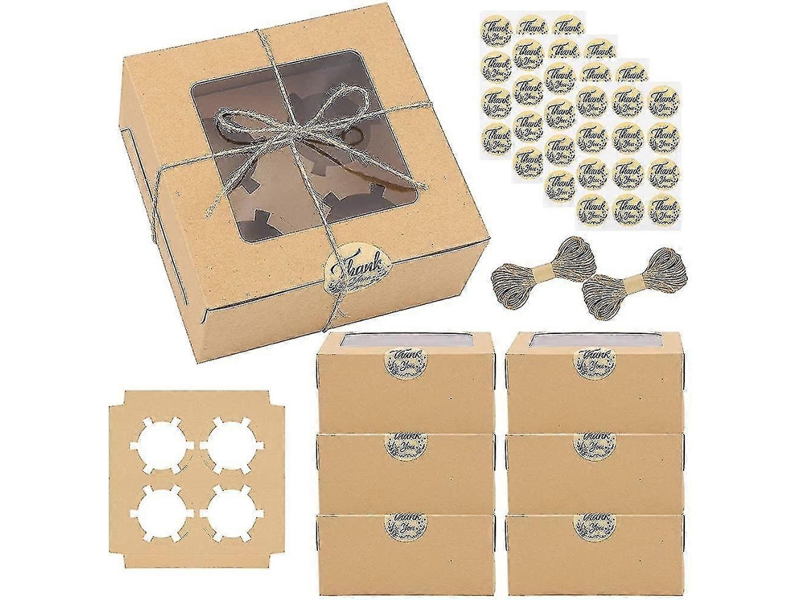 Pacote Com 30 Caixas De Papel Kraft Marrom Para Cupcakes, Ideais Para Presentear Biscoitos E Cupcakes. Hengjian
