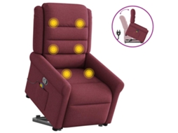 Vidaxl Poltrona De Massagens Reclin. Elevatória Tecido Vermelho Tinto