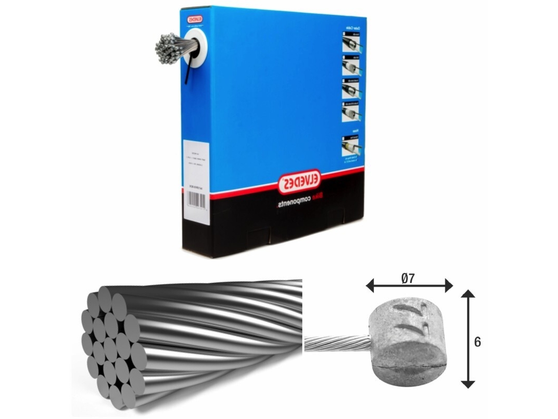 Conjunto de 50 cabos de travão 1x19 fio de aço inoxidável ø1,5mm cabeça em t ø7x6 ELVEDES 3000 mm