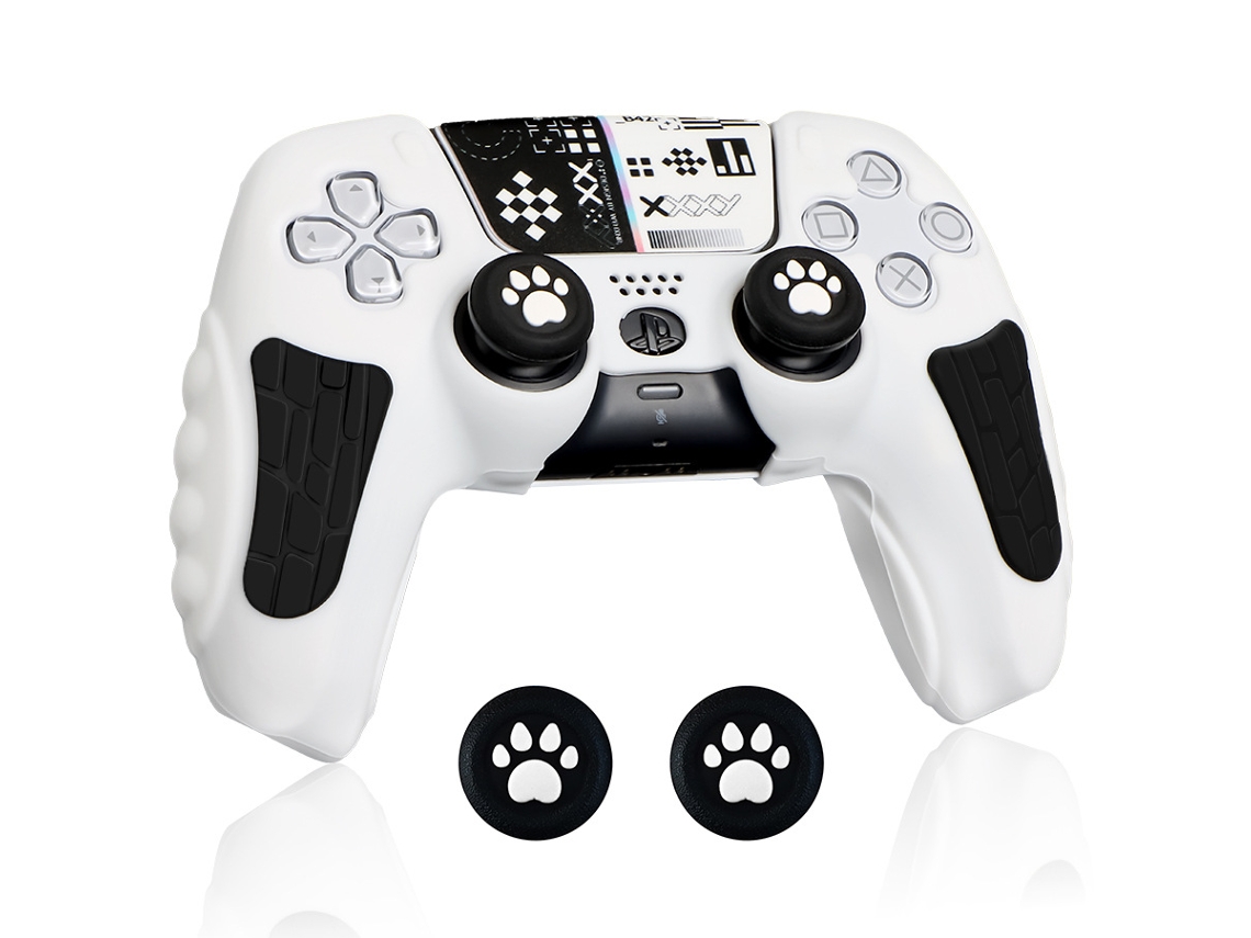 Capa Controle De Para Ps5, Capa De Silicone Antiderrapante Com Capas Para Joystick E Adesivos (branco E Preto) Cuich