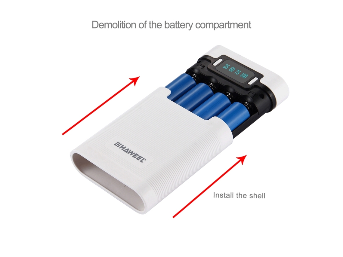 Caixa de bateria DIY com bateria de lítio, porta USB e indicador para smartphones S/MARCA