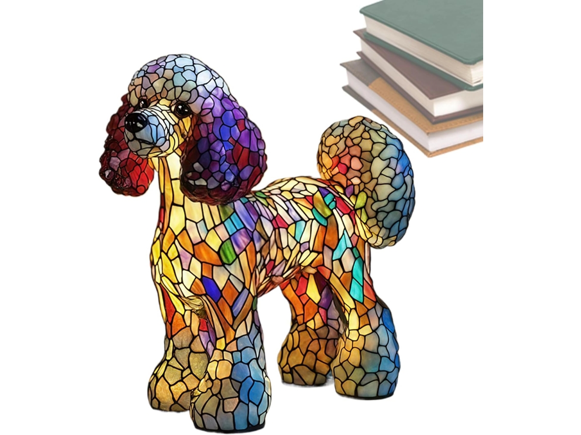 Abajur De Mesa Led Em Resina Formato Cachorro Para Iluminação Noturna