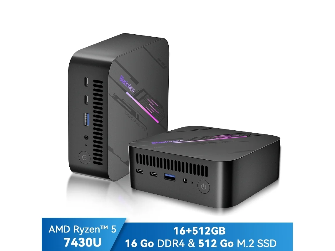 Mini Pc BLACKVIEW Mp100 Amd Ryzen™ 5 7430U 16 Gb 512 Gb Cinza