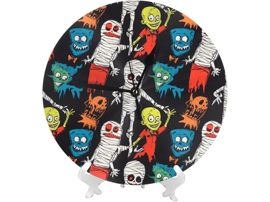 Relógio De Parede De 25cm 10 Polegadas A Bateria, Com Estampa Abstrata De Halloween, Moderno E Silencioso, Pequeno,