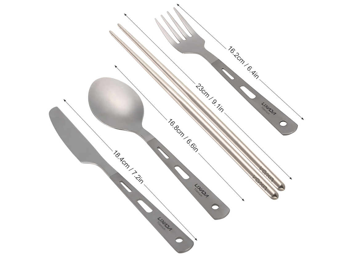 Conjunto de Talheres de Titânio para Camping 5 Peças