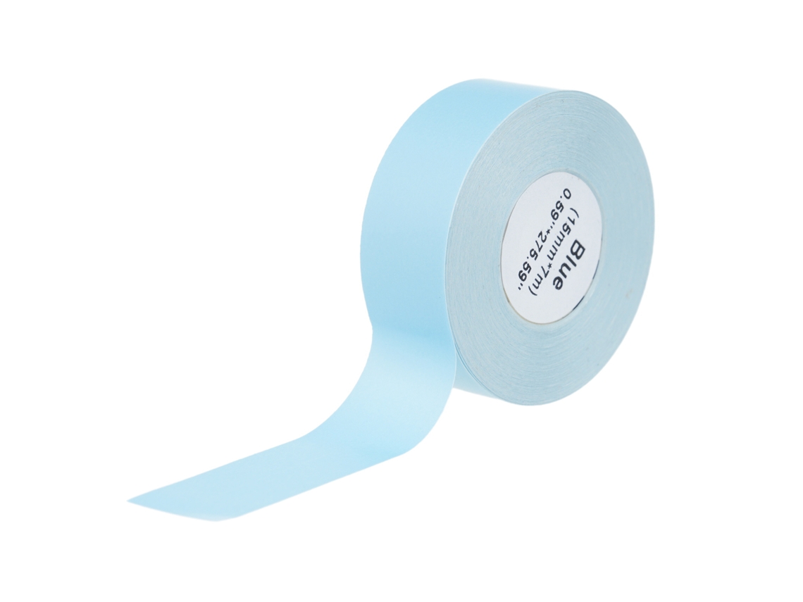 Papel Termal Etiqueta Autoadesiva 15mmx7m Resistente à Água Compatível com Marklife P11/P12/P15 Deli Q2/Q3 Azul S/MARCA