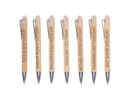Mali 7pcs Canetas de Bambu Inspiradoras com Frases Motivacionais Retráteis para Alivio de Estresse