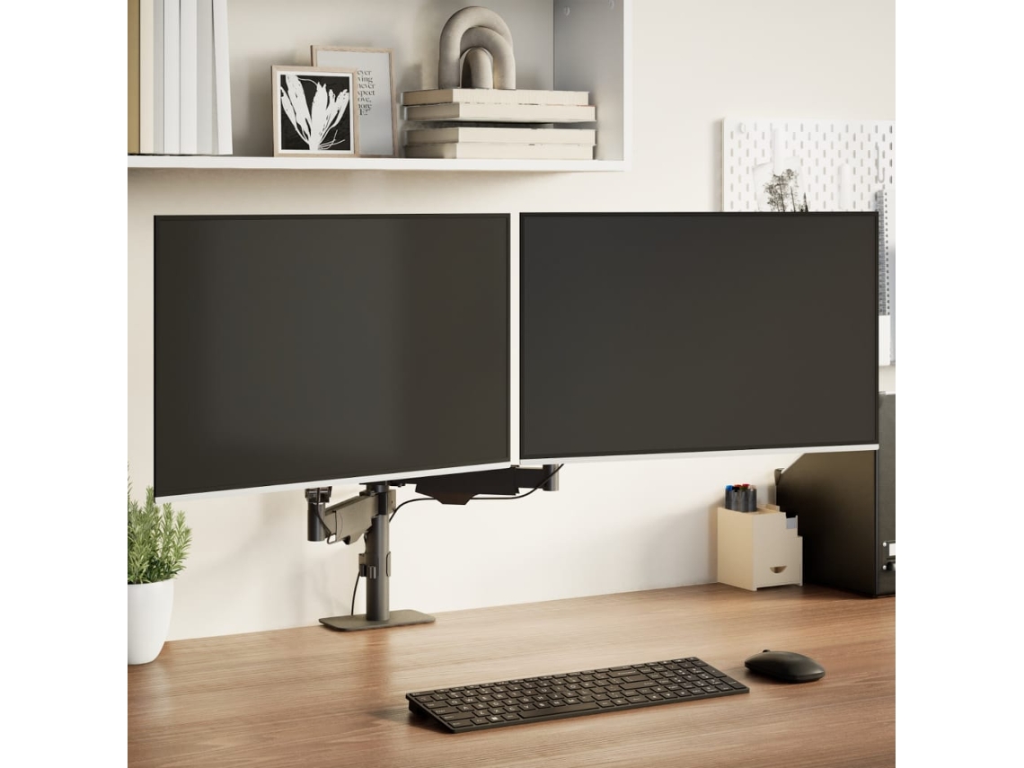 Vidaxl Braço Para Monitor Duplo Ecrã De 27" Máx. Mola A Gás 20 Kg