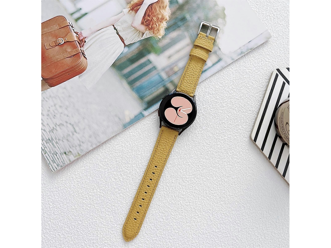 Pulseira De Couro Com Textura De Lichia Para Samsung Galaxy Watch4 40mm / 44mm