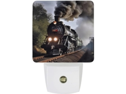Luminária de Parede em Formato Trem Vapor, Com Sensor Crepuscular, Luz Led Branca Quente, Econômica, Ideal Quarto
