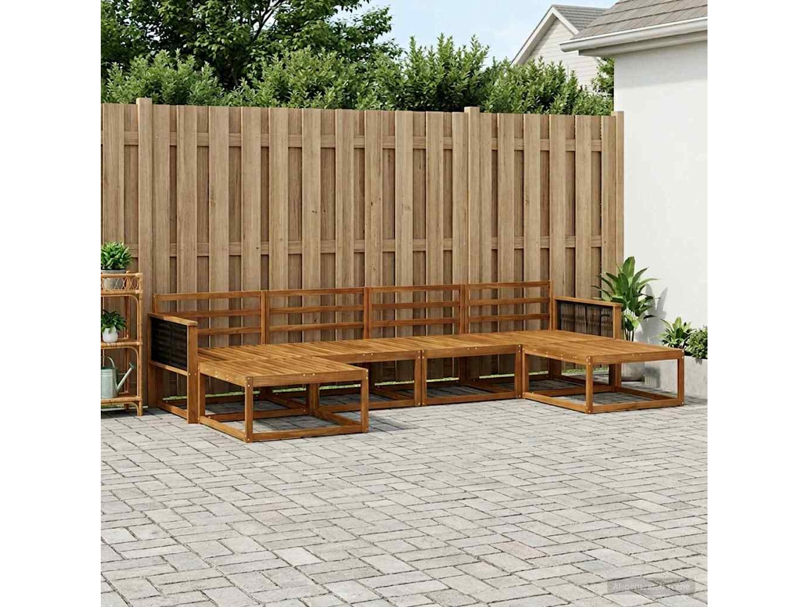 Vidaxl Conjunto De Sofás Para Exterior 6 Pcs Natural