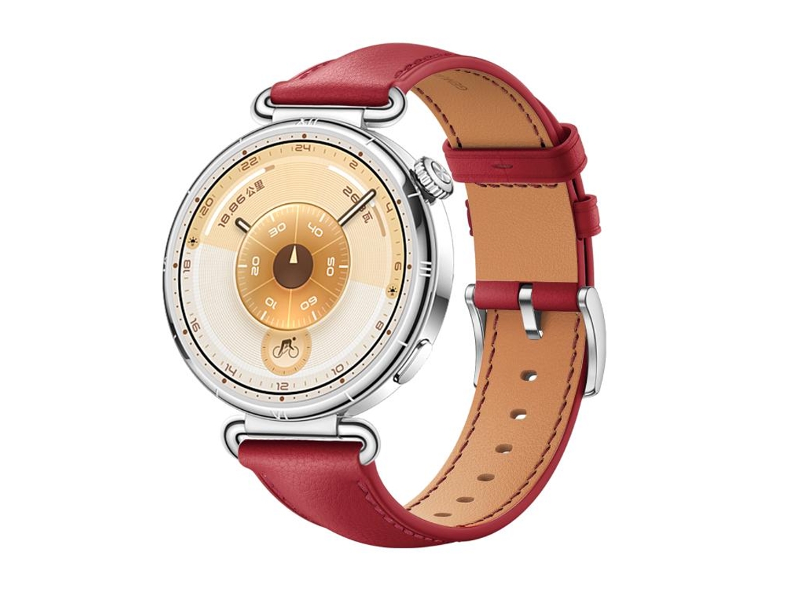 Bracelete para Huawei Watch Gt 6 XIAOMOYU em Couro Macio com Fivela Prateada Vermelho Escuro (41mm)