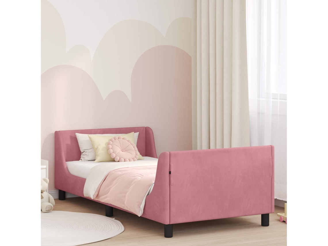 Vidaxl Estrutura de Cama Infantil com Cabeceira Rosa 80 X 200 Cm